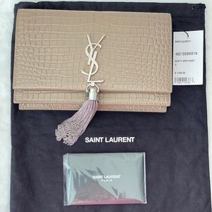 NEW YSL Kate Tassel Croc-Embossed Leather Bag